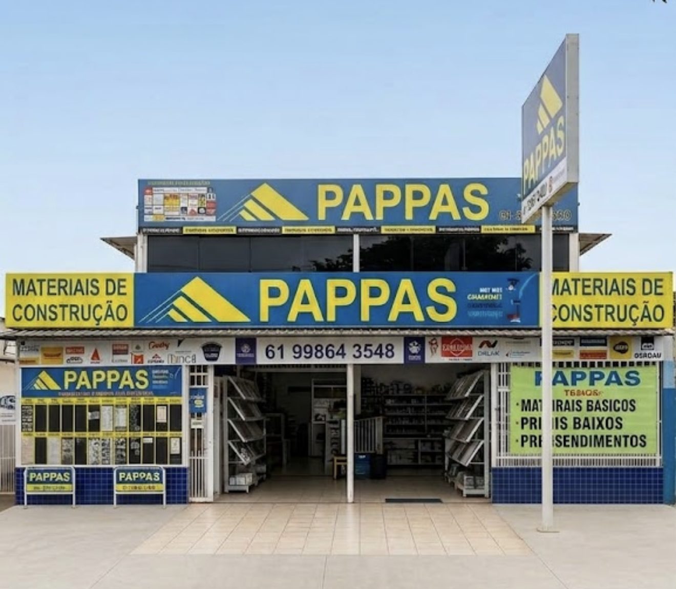 Fachada da Pappas Materiais de Construção no Núcleo Bandeirante